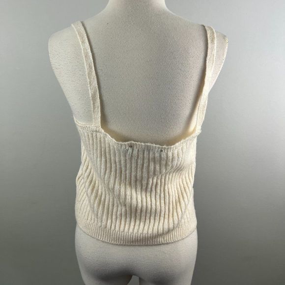 NWOT VERO‎ MODA Cream Knit Crop Top Tank Top (L) - Picture 5 of 8